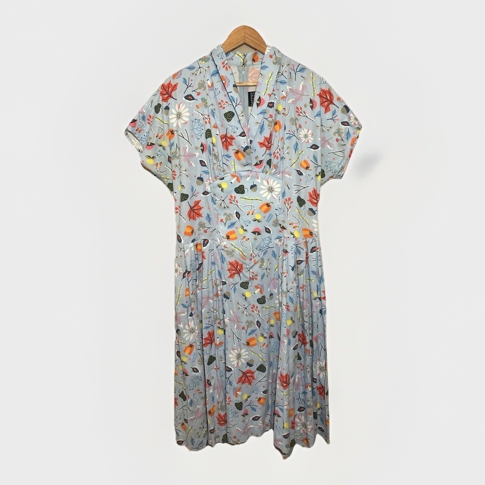 Dapper‎ Day First Frost Disney Mushroom Nature Pinup Dress Stretch Size 2X